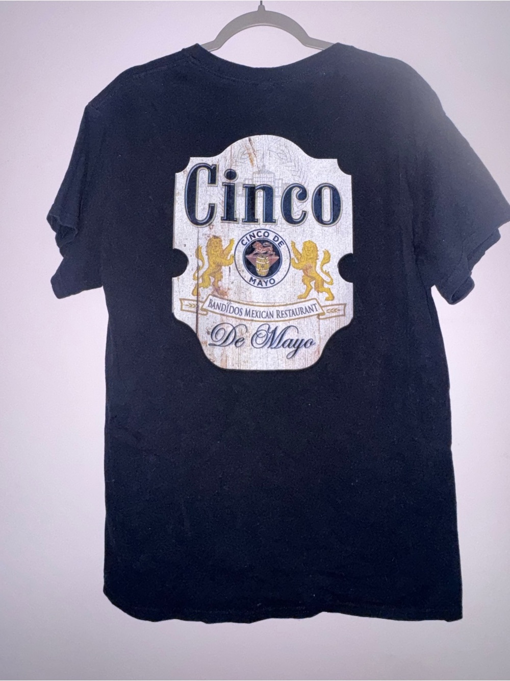 Gildan Black Short Sleeve Tee with White & Gold Cinco Graphic